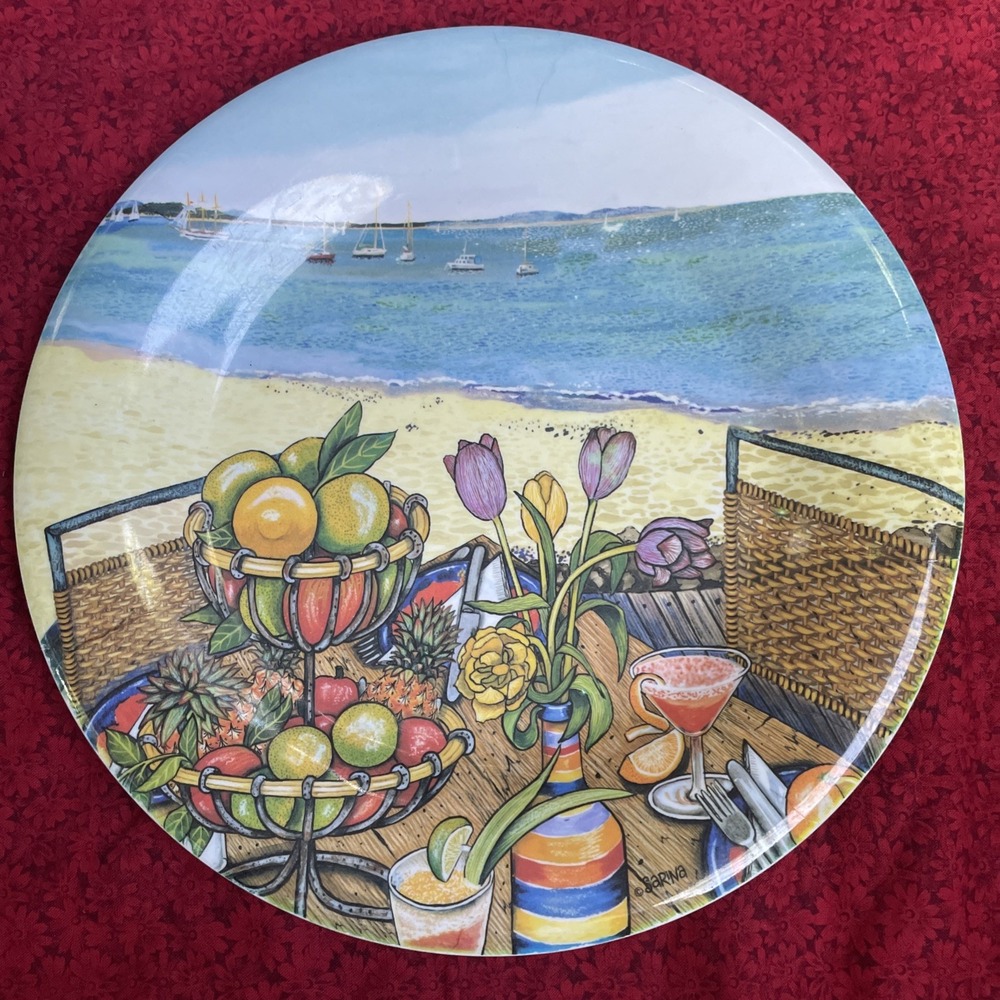 Sakura Evolution Melamine 9.5" Decorative Plate Set (3) Flowers‎ Set Table Beach